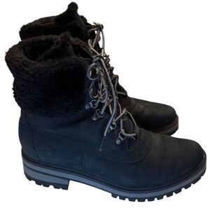 Timberland Women's Courmayeur Valley Boots Black Nubuck Leather Sz 10
